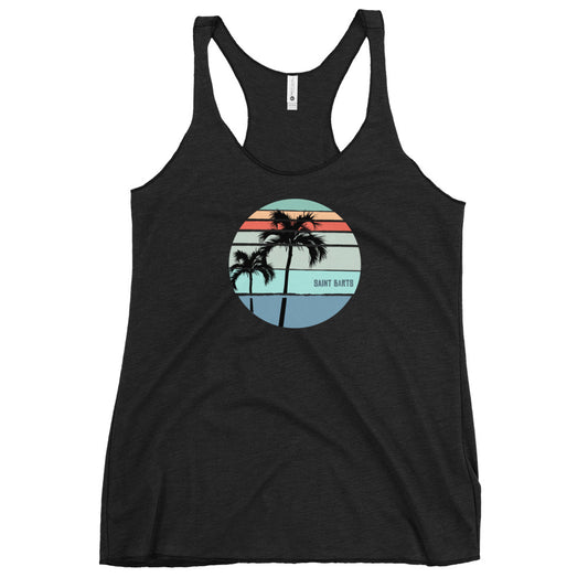 Cool Saint Barts Palm Tree Vacation Souvenir Artistic Women's Racerback Tank Top