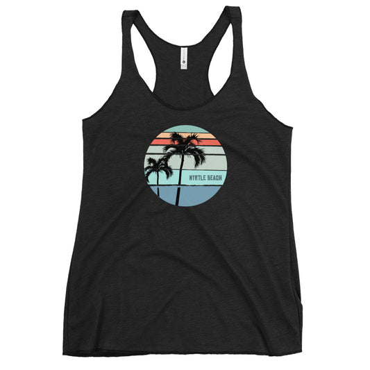Cool Hilton Head Island Palm Tree Vacation Souvenir Artistic Women's Racerback Tank Top