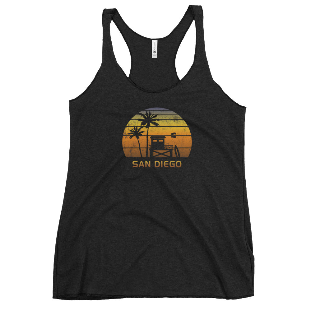 Retro San Diego Women's Racerback Tank Top California Surfing Vacation Souvenir