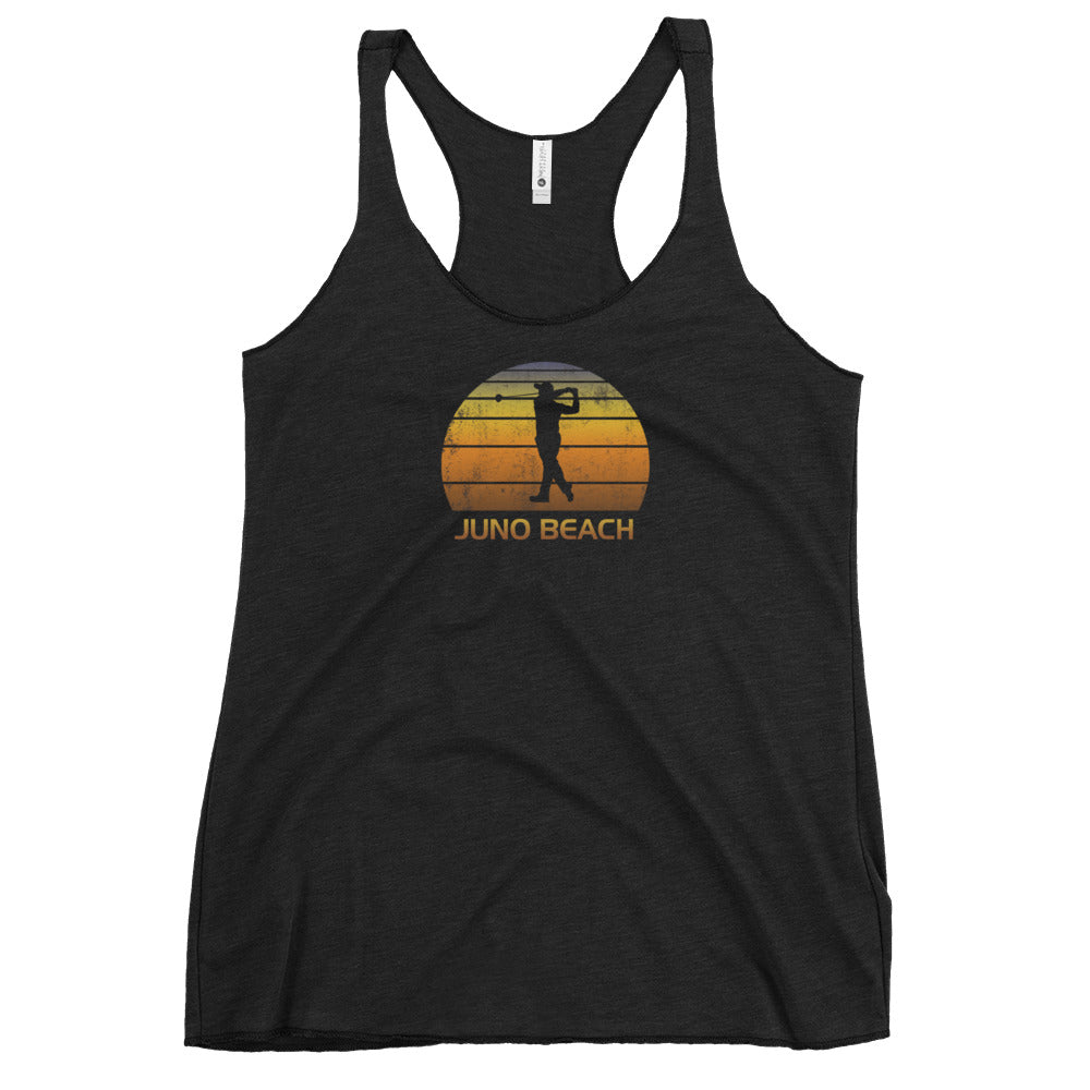 Cool Juno Beach Florida Golf Vintage Sunset Golfer Women's Racerback Tank Top