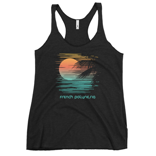 Artistic French Polynesia Palm Tree Vacation Souvenir Women's Racerback Tank Top