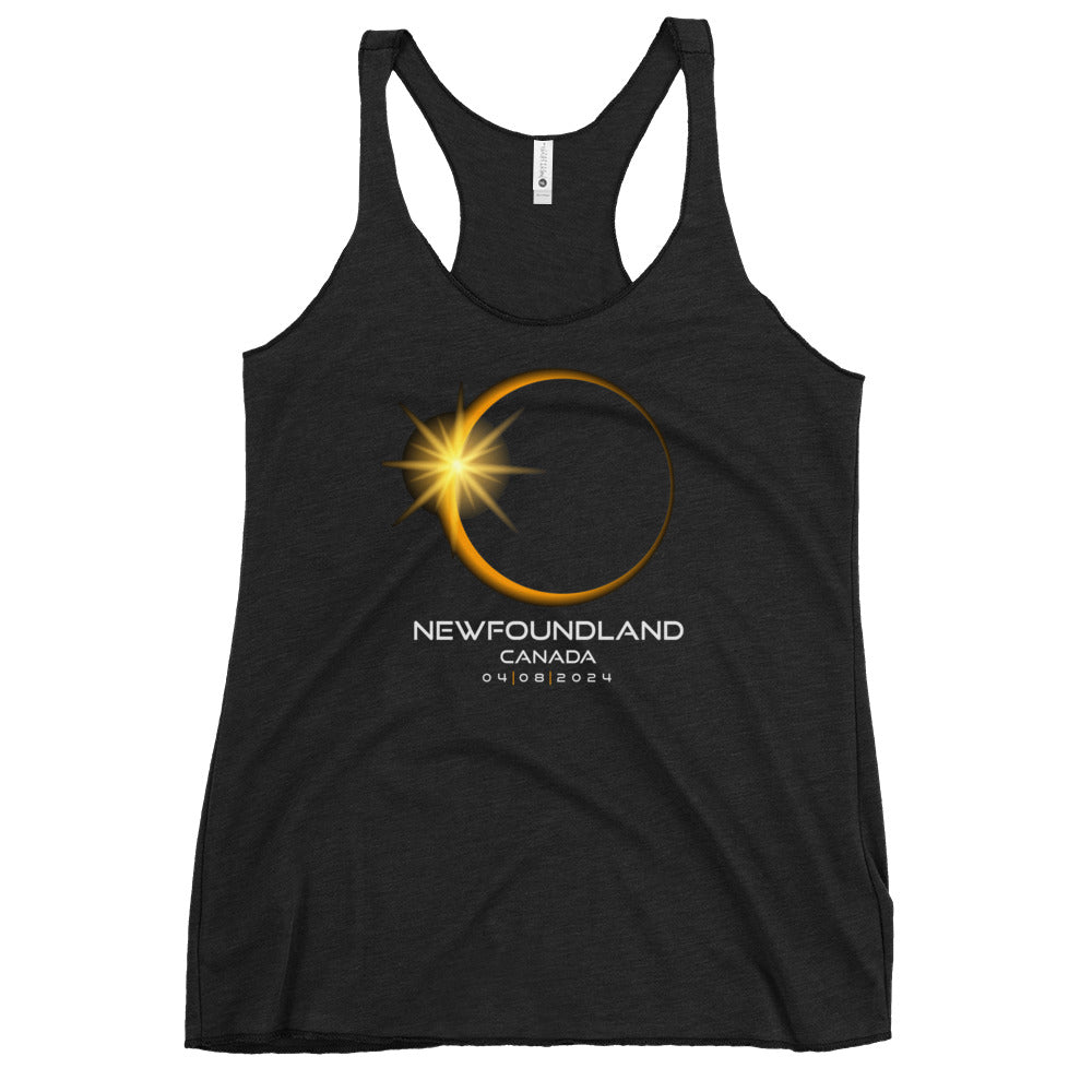 Newfoundland Canada 2024 Eclipse Souvenir Memento Women's Racerback Tank Top