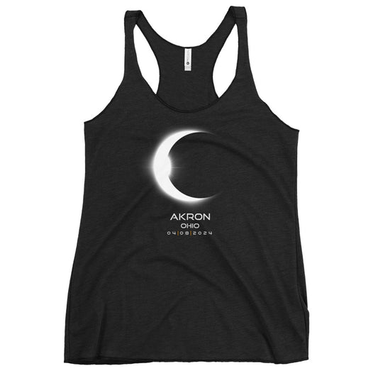 Akron Ohio 2024 Eclipse Souvenir Keepsake Women's Racerback Tank Top