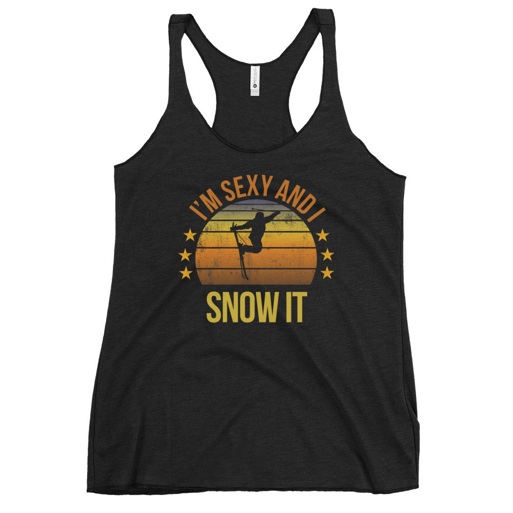 Funny Skiing Fan Skier Ski Quote Joke Sarcastic Phrase Women's Racerback Tank Top