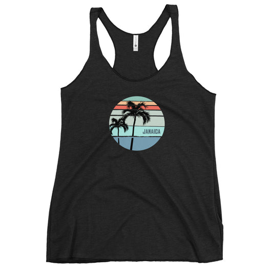 Cool Jamaica Palm Tree Vacation Souvenir Artistic Women's Racerback Tank Top