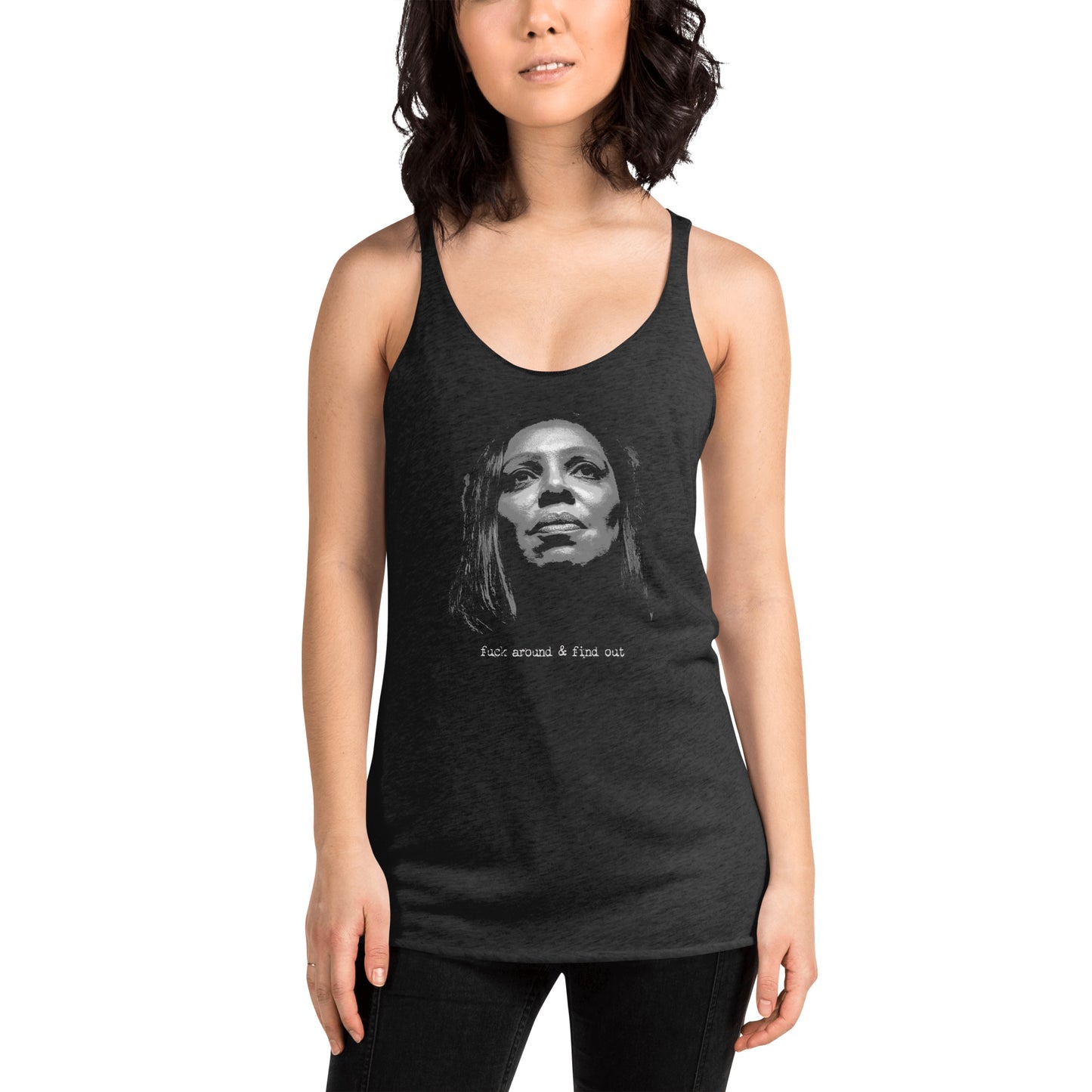 Letitia James Women's Racerback Tank Top Funny Politics Anti Trump Political Democrats