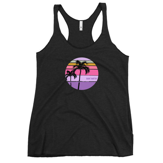 Cool Saint Martin Palm Tree Artistic Vacation Souvenir Women's Racerback Tank Top