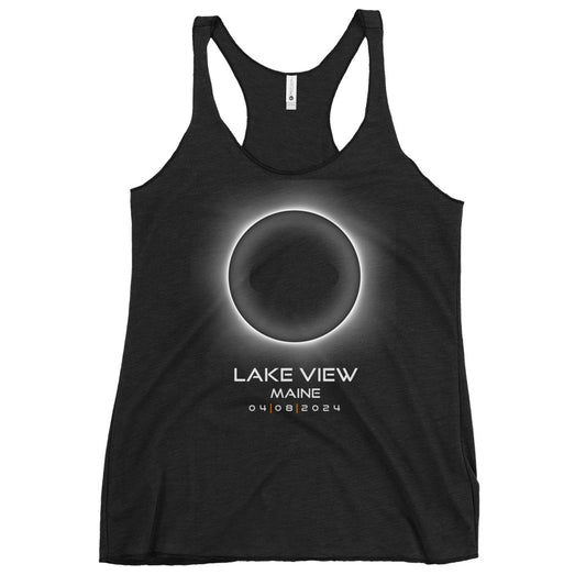 2024 Lake View Maine Eclipse Souvenir Memento April 8 Solar Women's Racerback Tank Top