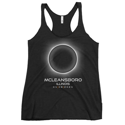 2024 McLeansboro Illinois Eclipse Souvenir Memento April 8 Solar Women's Racerback Tank Top