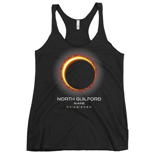 2024 North Guilford Maine Eclipse Memento Souvenir April 8 Solar Women's Racerback Tank Top