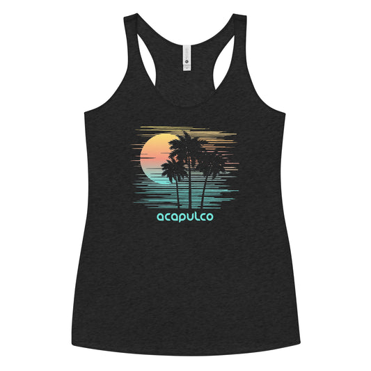 Acapulco Mexico Artistic Sunset Souvenir Vacation Women's Racerback Tank Top