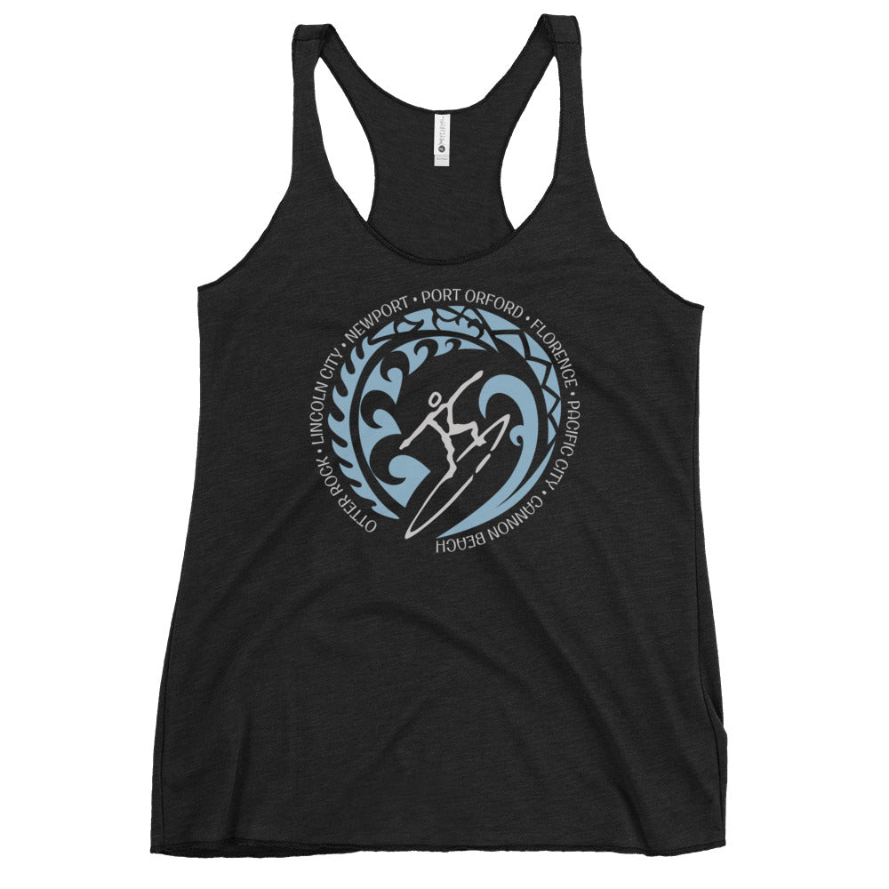 Oregon Surfer Coast Women's Racerback Tank Top Vintage Surfing Fan Lover