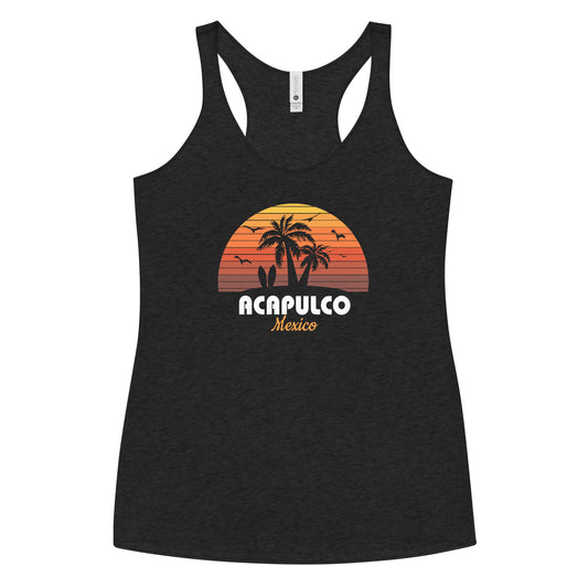 Acapulco Mexico Sunset Retro Beach Souvenir Women's Racerback Tank Top