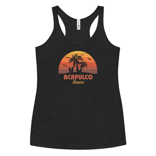 Acapulco Mexico Sunset Retro Souvenir Beach Women's Racerback Tank Top