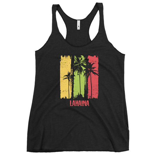 Lahaina Maui Hawaii Artistic Abstract Cool Palm Tree Souvenir Women's Racerback Tank Top