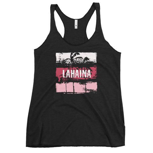 Lahaina Maui Hawaii Vacation Souvenir Abstract Artistic Women's Racerback Tank Top