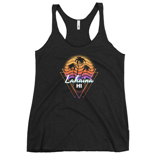 Cool Lahaina Maui Beach Hawaii Hawaiian Sunset Palm Tree Vacation Women's Racerback Tank Top