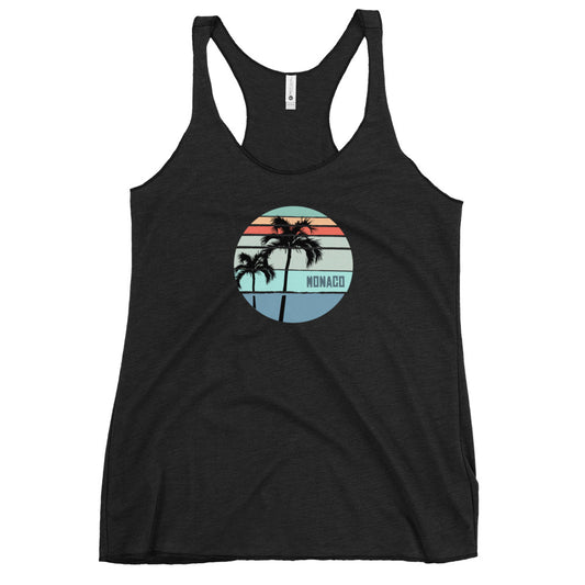 Cool Monaco Palm Tree Vacation Souvenir Artistic Women's Racerback Tank Top