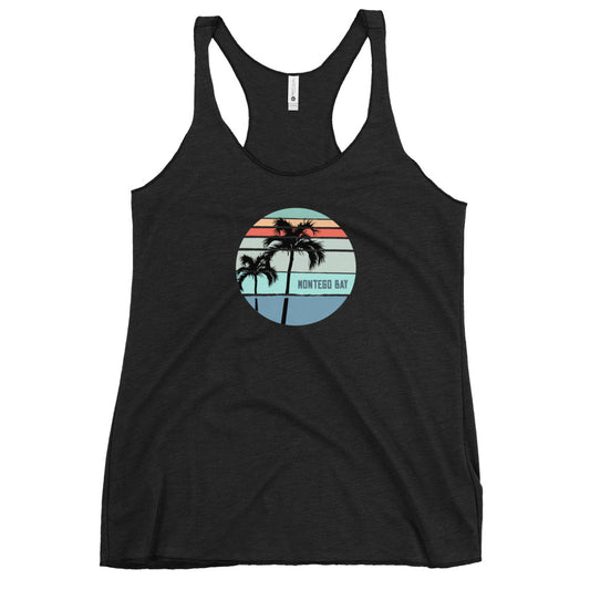 Cool Montego Bay Jamaica Palm Tree Vacation Souvenir Artistic Women's Racerback Tank Top