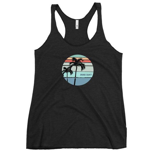 Cool Orange County California Palm Tree Vacation Souvenir Artistic Women's Racerback Tank Top