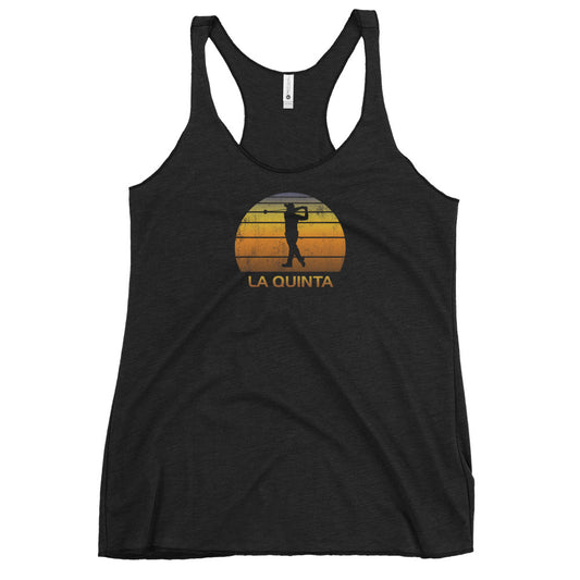 Cool La Quinta California Golf Vintage Sunset Golfer Retro Golfing Women's Racerback Tank Top