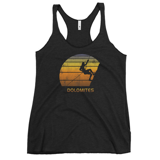 Retro Dolomites Italy Rock Climbing Fan Bouldering Climber Women's Racerback Tank Top