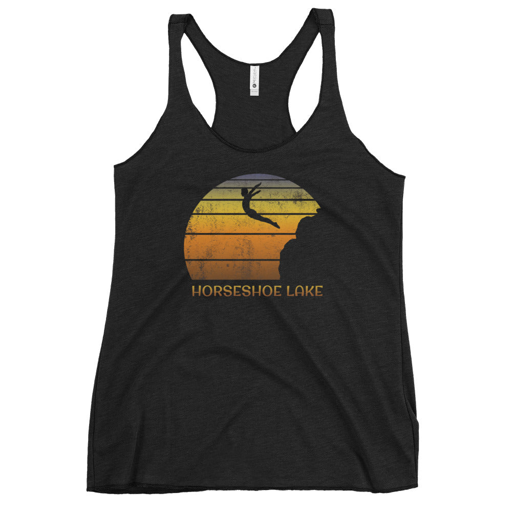 Cool Horseshoe Lake Alberta Canada Cliff Diving Fan Women's Racerback Tank Top