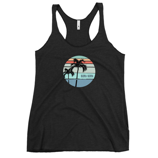 Cool Bora Bora Palm Tree Vacation Souvenir Artistic Women's Racerback Tank Top