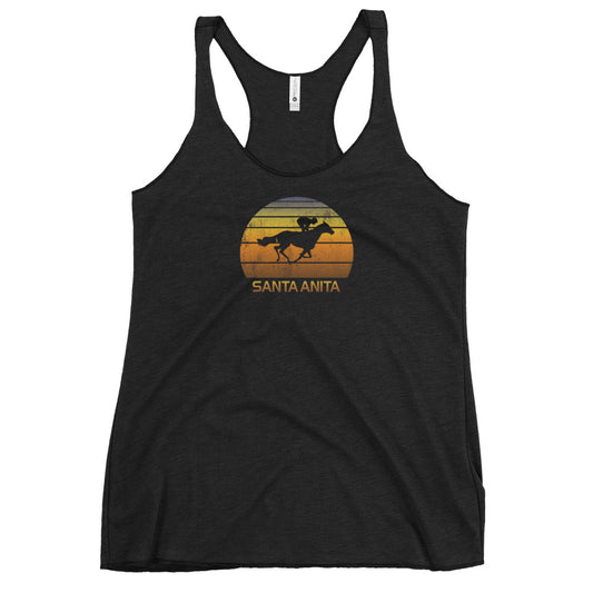 Horse Vintage Racing Santa Anita California Fan Horses Race Women's Racerback Tank Top