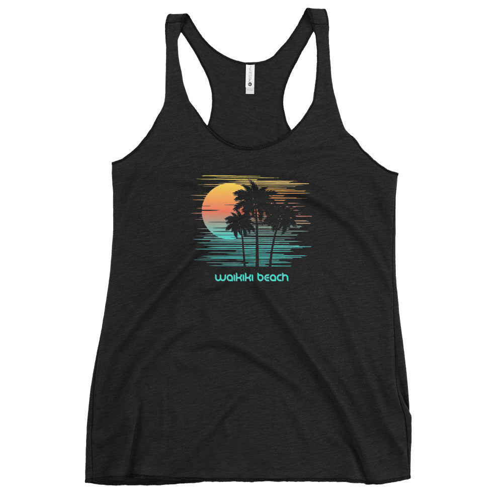 Waikiki Beach Oahu Hawaii Stylish Souvenir Vacation Women's Racerback Tank Top