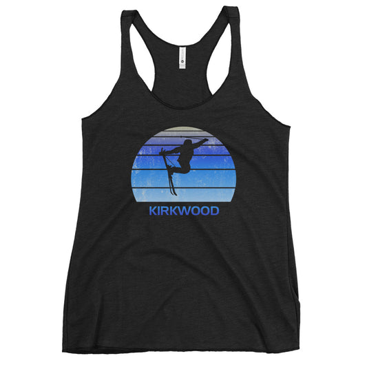 Retro Kirkwood California Lake Tahoe Ski Fan Skier Skiing Vintage Cool Women's Racerback Tank Top