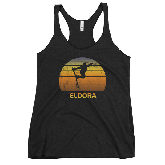 Retro Eldora Colorado Ski Fan Skier Skiing Sunset Vintage Sunrise Women's Racerback Tank Top