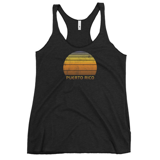 Retro Puerto Rico Vintage Sunset Vacation Souvenir Women's Racerback Tank Top