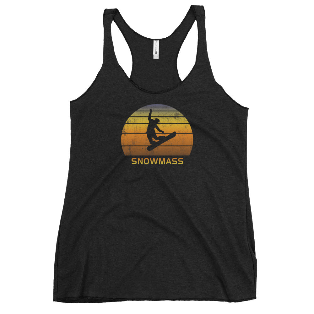 Retro Snowmass Colorado Snowboarding Fan Snowboarder Gift Women's Racerback Tank Top