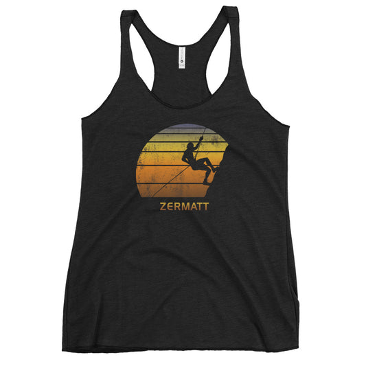Retro Zermatt Switzerland Rock Climbing Fan Women's Racerback Tank Top Bouldering Climber
