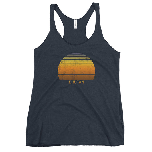 Retro Bhutan Sunset Native African Vacation Souvenir Stylish Women's Racerback Tank Top