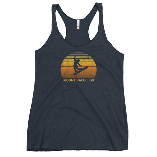 Retro Mount Bachelor Oregon Snowboarding Fan Ski Women's Racerback Tank Top