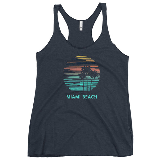 Miami Beach Florida Cool Souvenir Vacation Artistic Women's Racerback Tank Top