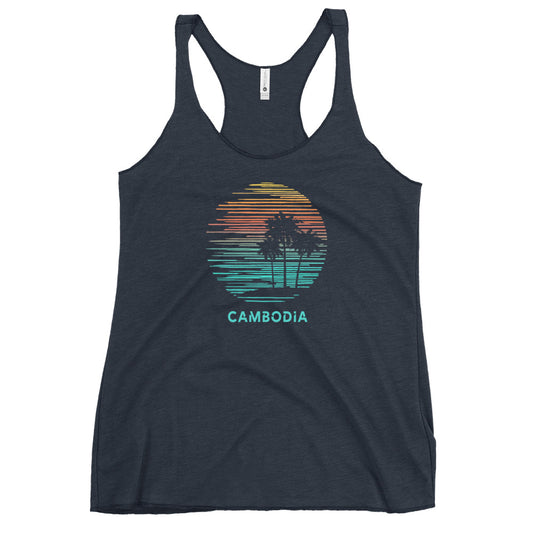 Cambodia Cool Souvenir Vacation Artistic Women's Racerback Tank Top