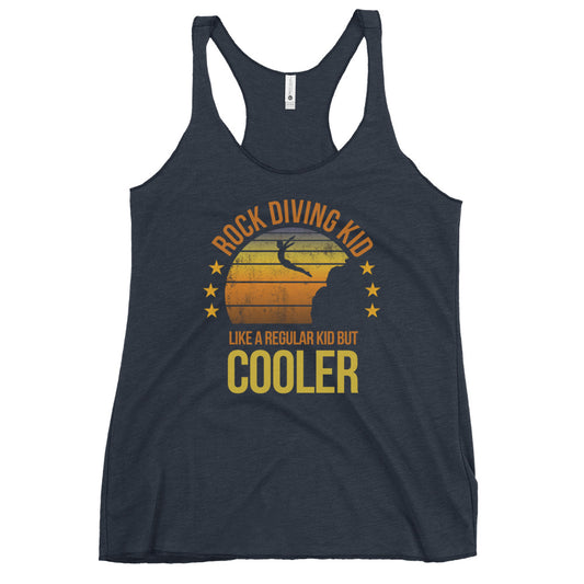 Cool Retro Rock Diving Kid Fan Funny Slogan Women's Racerback Tank Top