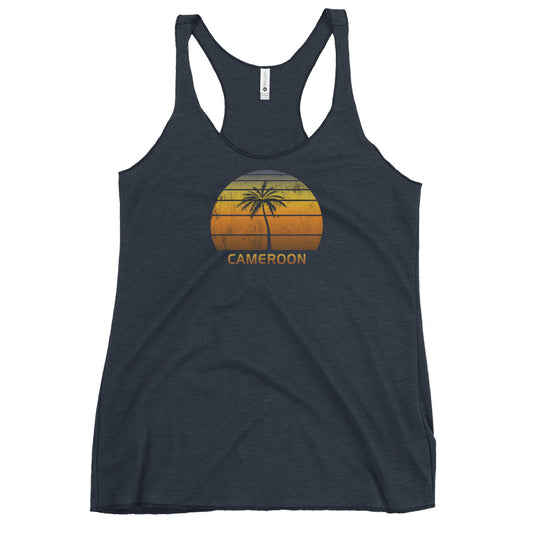 Retro Cameroon Africa Vintage Sunset Vacation Souvenir Women's Racerback Tank Top