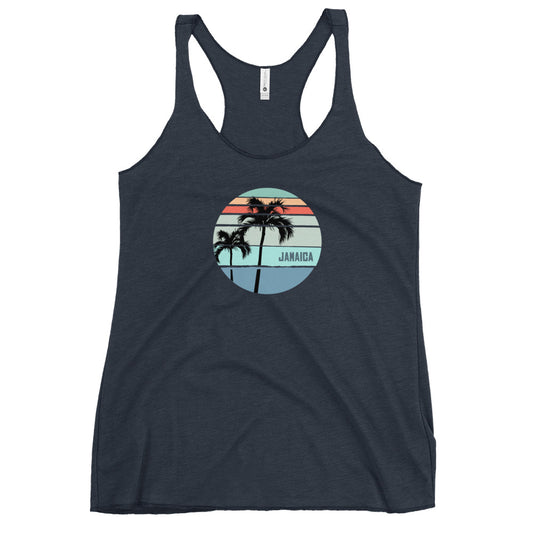 Cool Jamaica Palm Tree Vacation Souvenir Artistic Women's Racerback Tank Top