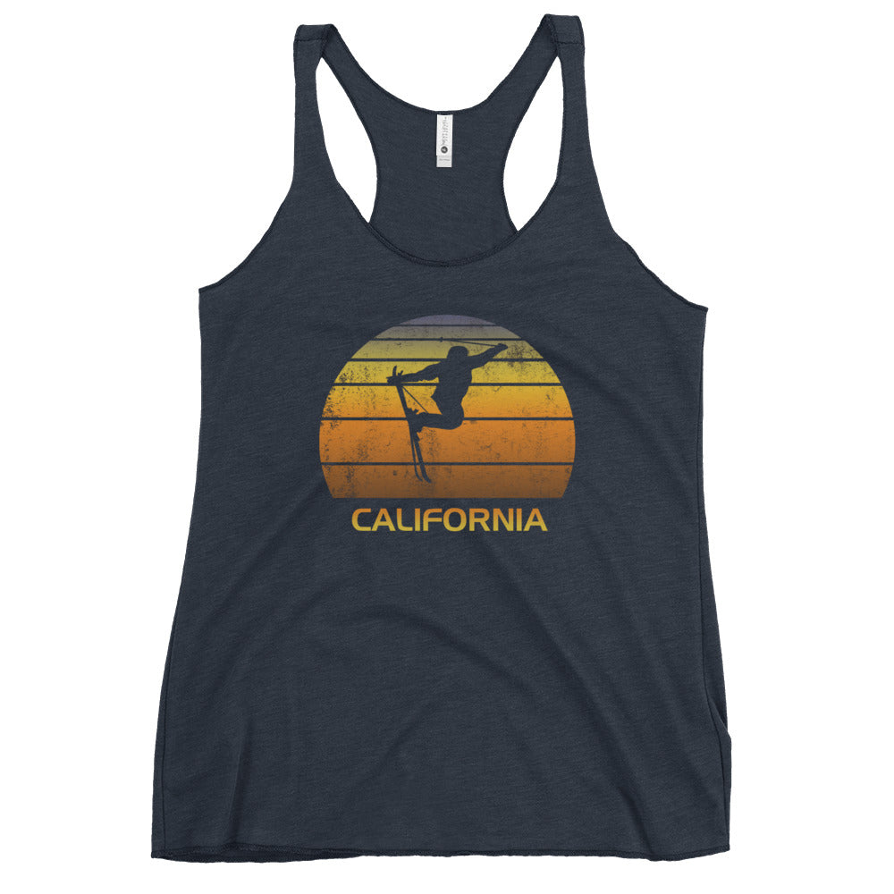 Retro California Ski Fan Skier Gift Skiing Sunset Vintage Sunrise Women's Racerback Tank Top