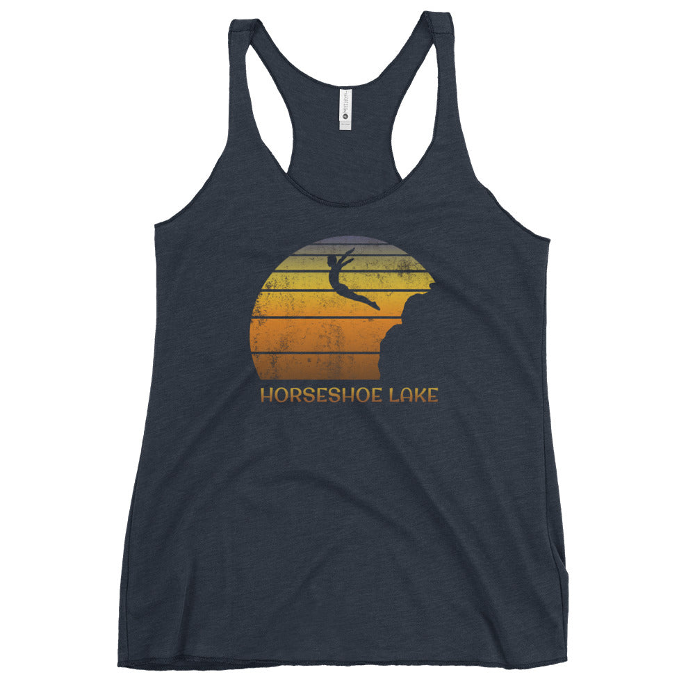 Cool Horseshoe Lake Alberta Canada Cliff Diving Fan Women's Racerback Tank Top