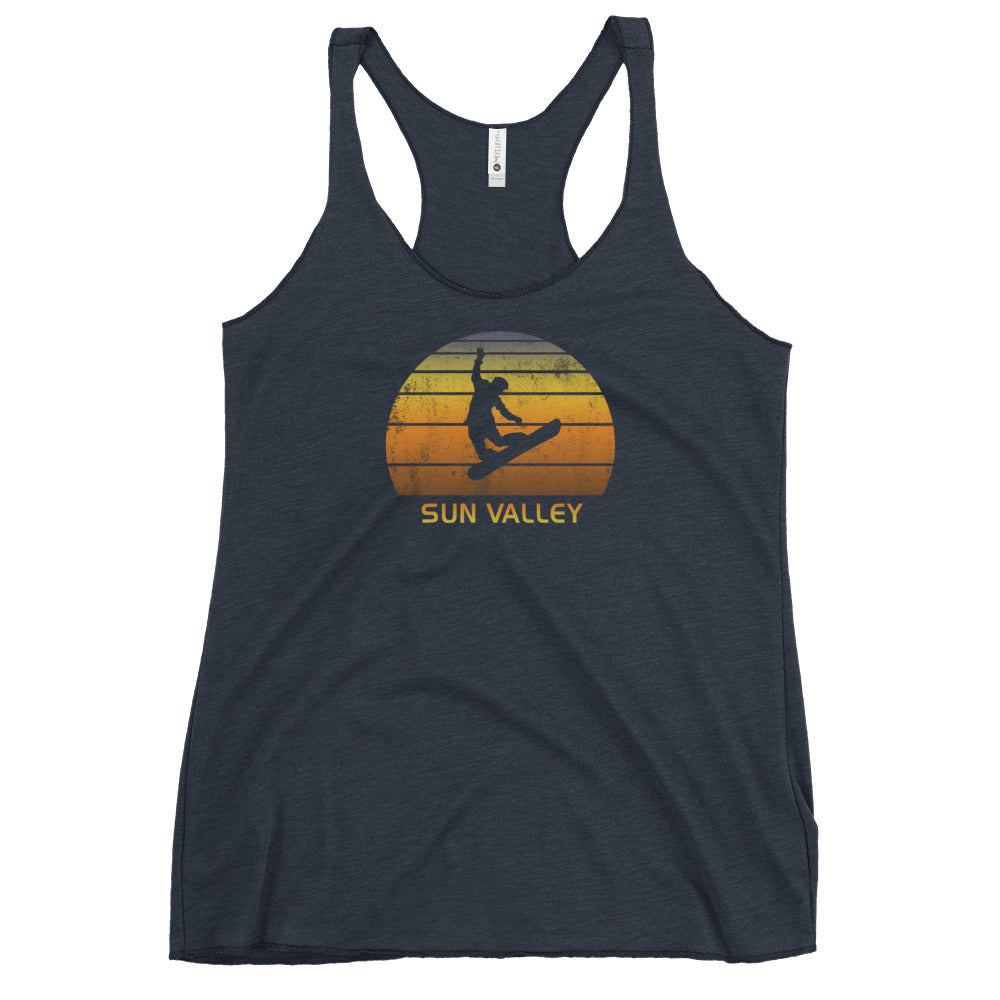 Retro Sun Valley Idaho Snowboarding Fan Snowboarder Gift Women's Racerback Tank Top