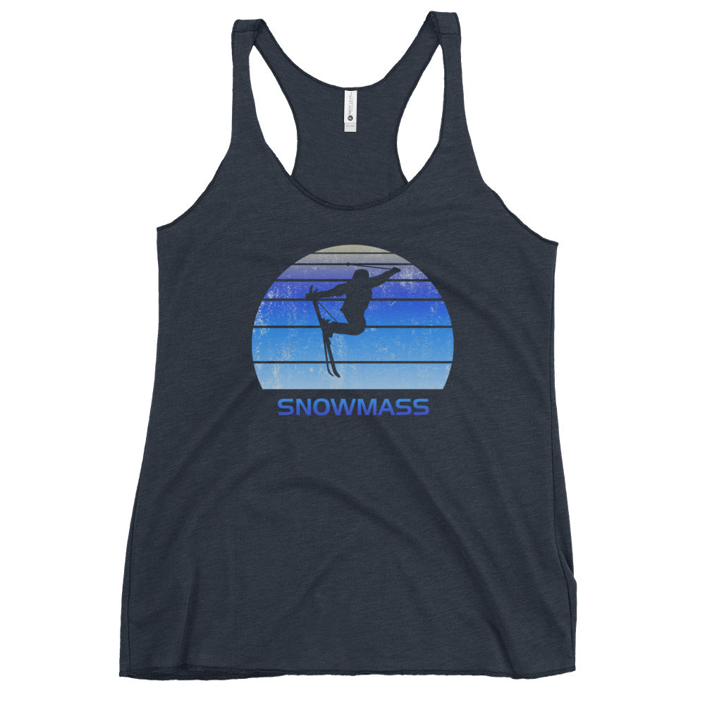 Retro Snowmass Village Colorado Ski Fan Skier Skiing Vintage Cool Women's Racerback Tank Top