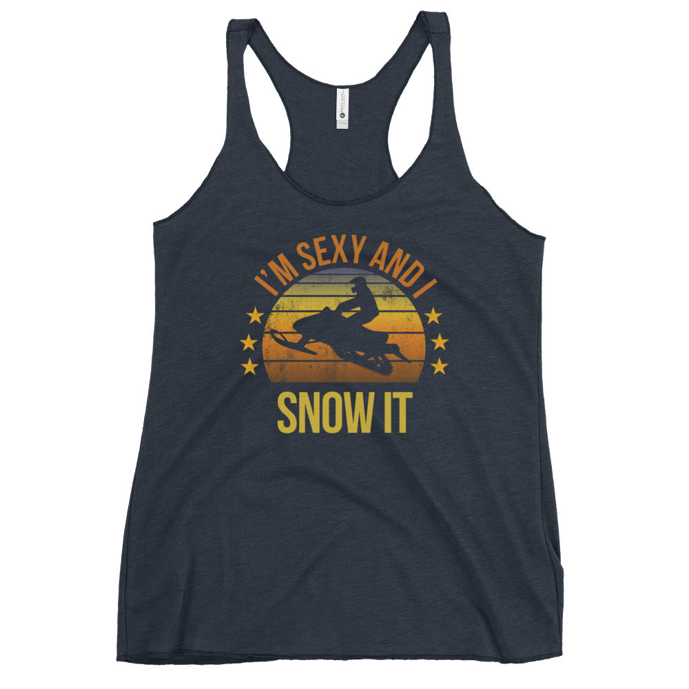 Funny Snowmobile Women's Racerback Tank Top Fan Snow Mobile Quote Joke Sarcastic Phrase