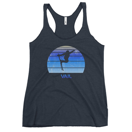 Retro Vail Colorado Ski Fan Skier Gift Skiing Vintage Cool Women's Racerback Tank Top