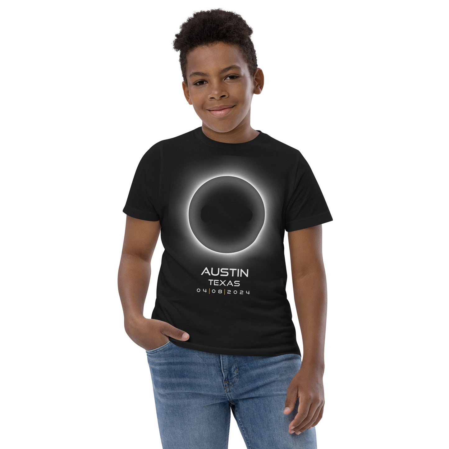 Austin Texas 2024 Eclipse Memento Souvenir April 8th Youth Jersey T-Shirt