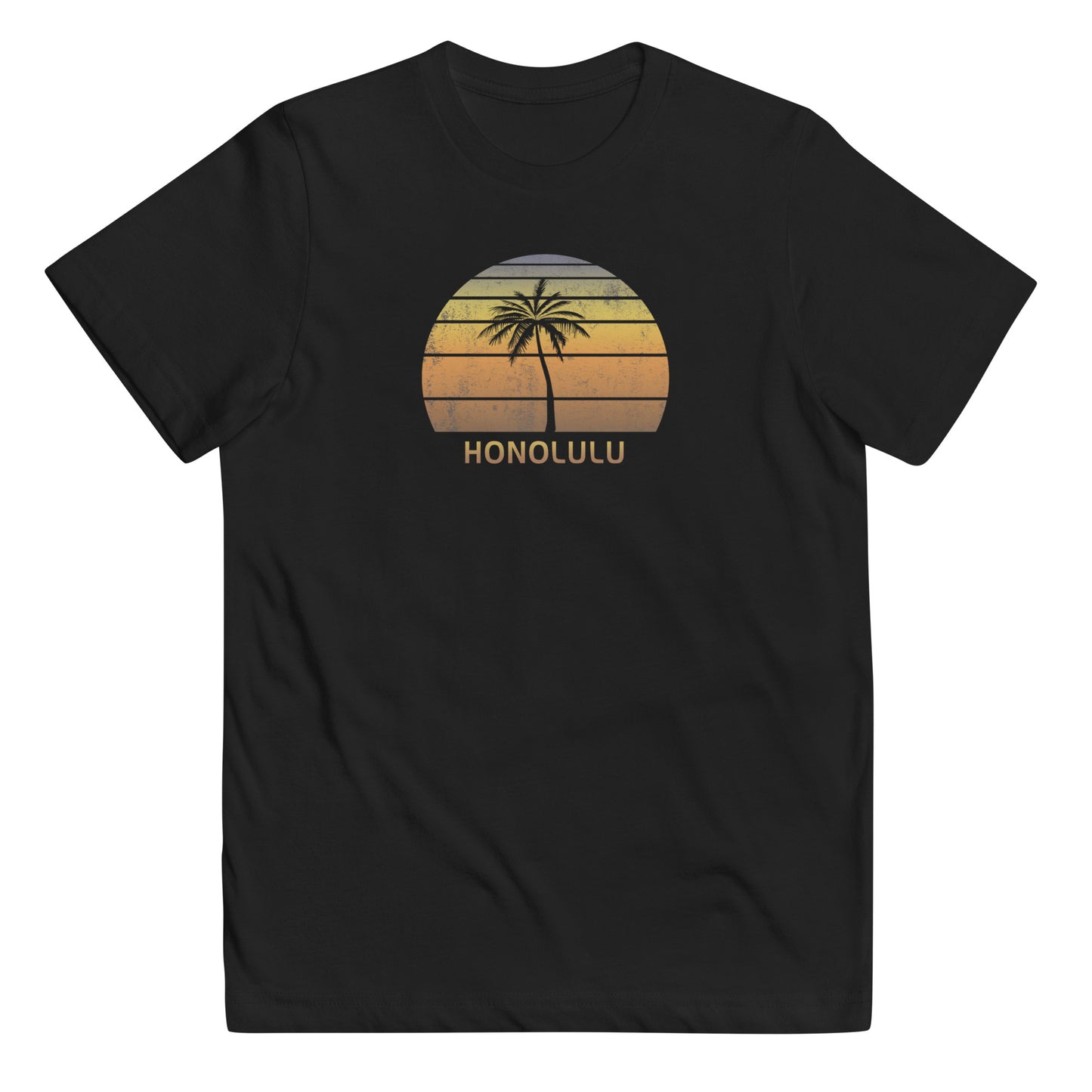 Retro Honolulu Oahu Hawaii Vintage Sunset Beach Vacation Souvenir Youth Jersey T-Shirt